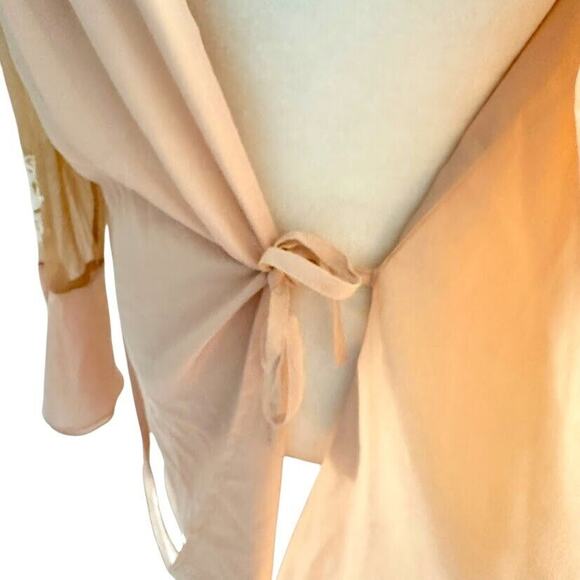 Robed with Love Pink Hildy Robe Short Tie Belt Satin Floral Sheer Size Medium M - Picture 11 of 16